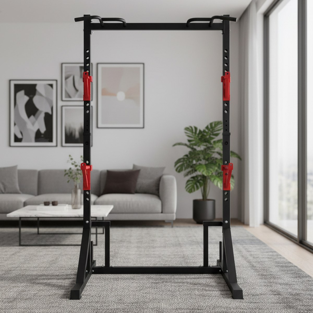 Home Bar Stand - Rack de musculation réglable avec barre