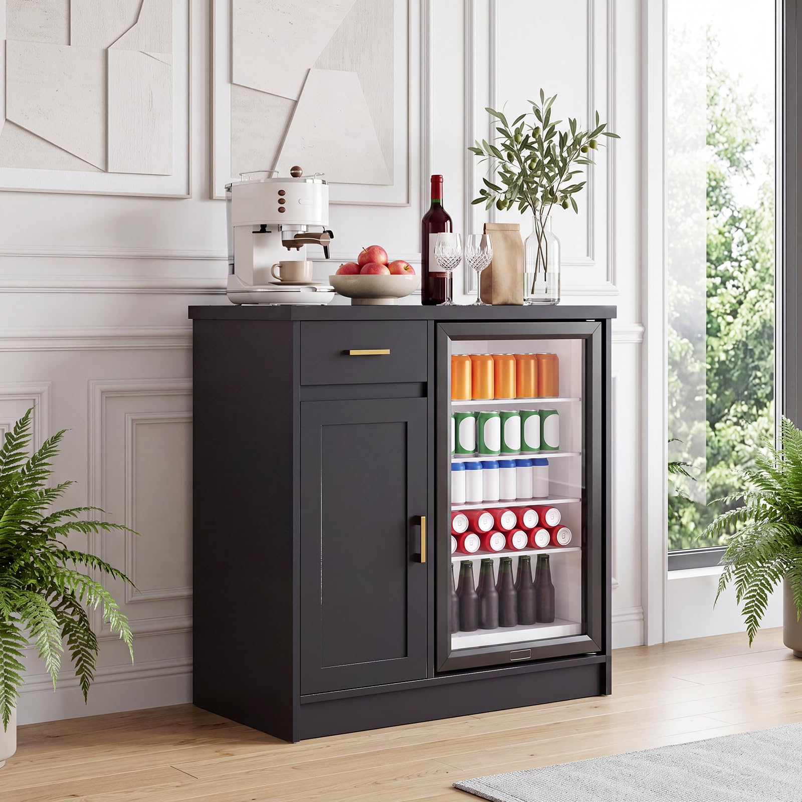 Home Bar And Fridge - Meuble bar à vin style farmhouse