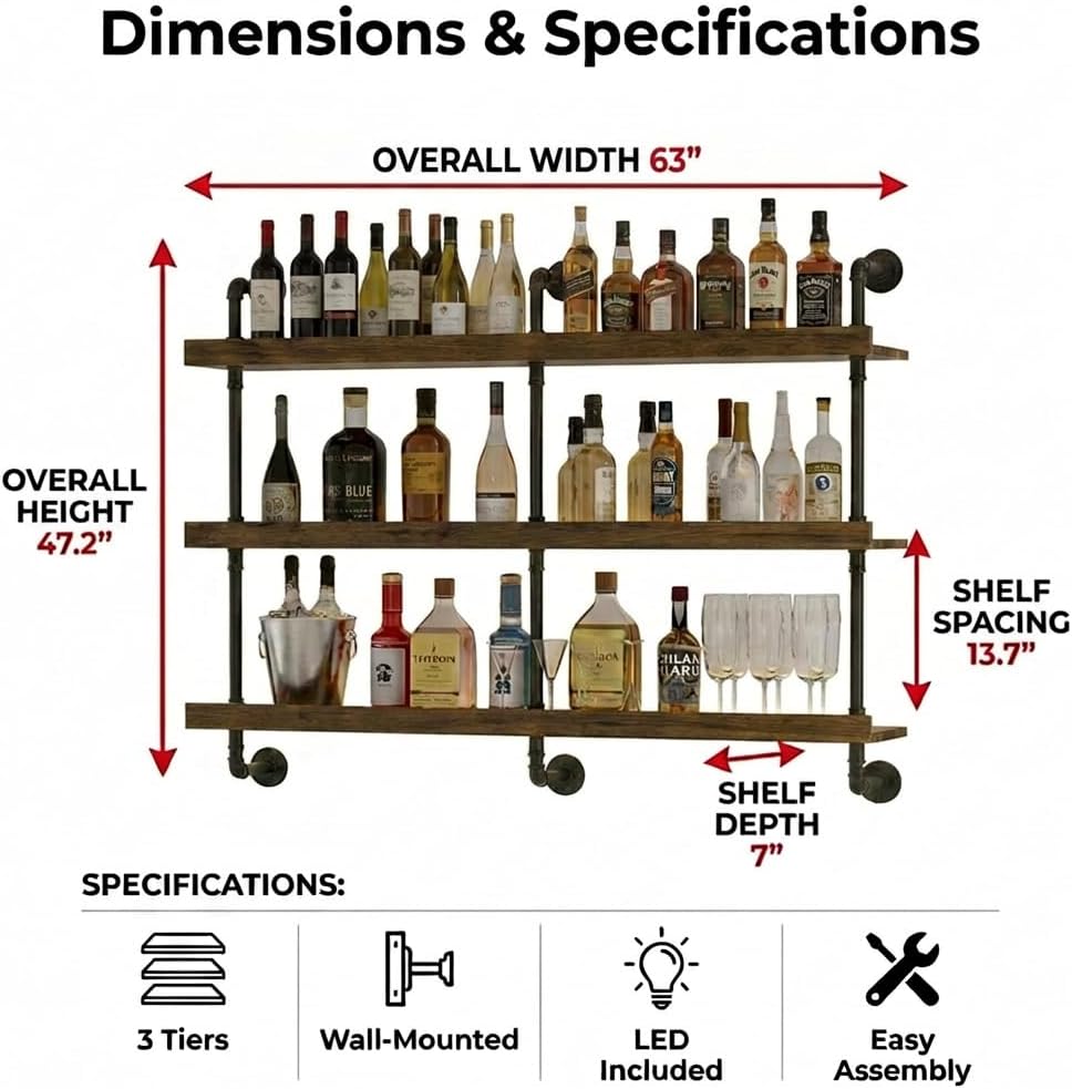 Étagère à vin murale avec écla - Home Bar Stand avis et prix
