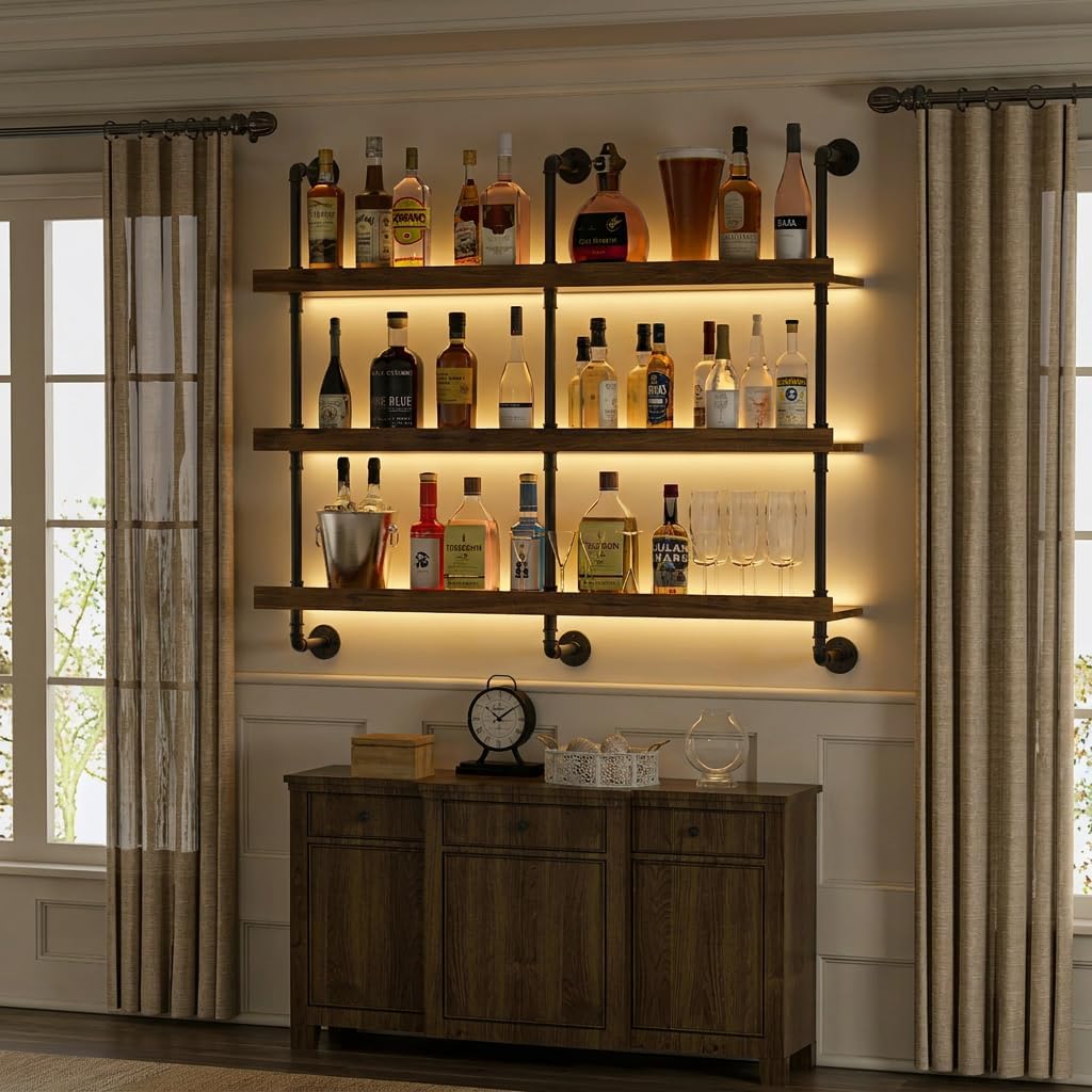 Étagère à vin murale avec écla - Home Bar Stand avis et prix