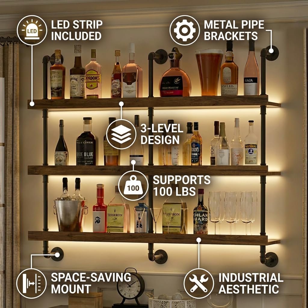 Étagère à vin murale avec écla - Home Bar Stand avis et prix